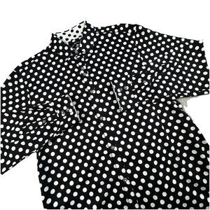Rock Roll N Soul Button-Up Shirt Men XL Black White Polka Dot Floral Long Sleeve